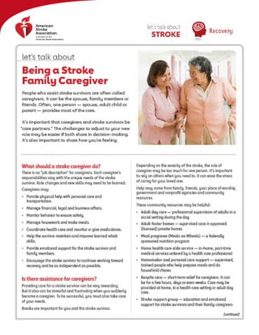 thumbnail image of the Let's Talk About Stroke: Being a Stroke Family Caregiver resource