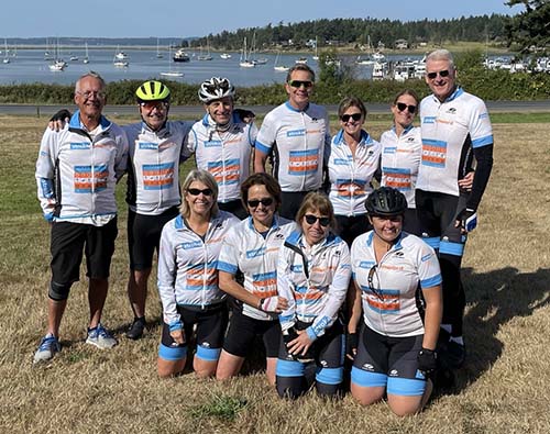 Group of cyclists in San Juan 