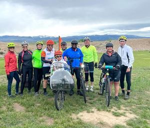 Group photo from Deb and Steve's 100-day bicycle trip