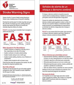 sample of stroke warning signs card