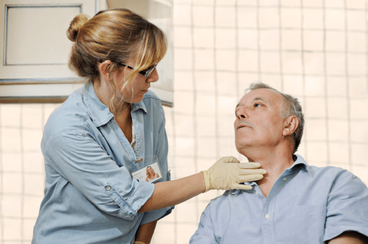 elder man in speech therapy