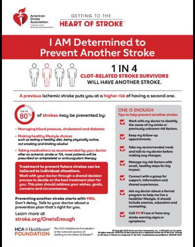  I AM Determined to Prevent Another Stroke infographic