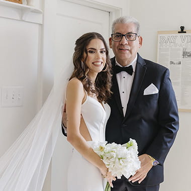 A wedding portrait of stroke survivor, Manuel Vera, and his daughter A wedding portrait of stroke survivor, Manuel Vera, and his daughter