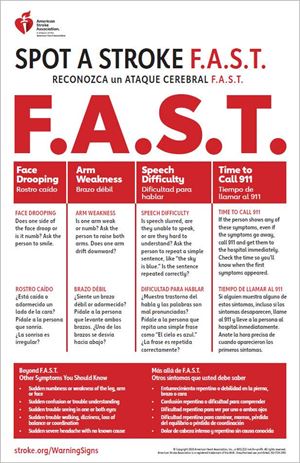 Póster Reconozca un accidente cerebrovascular con el método FAST