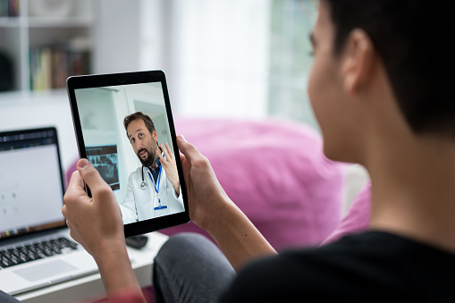 Man having a telemed appointment